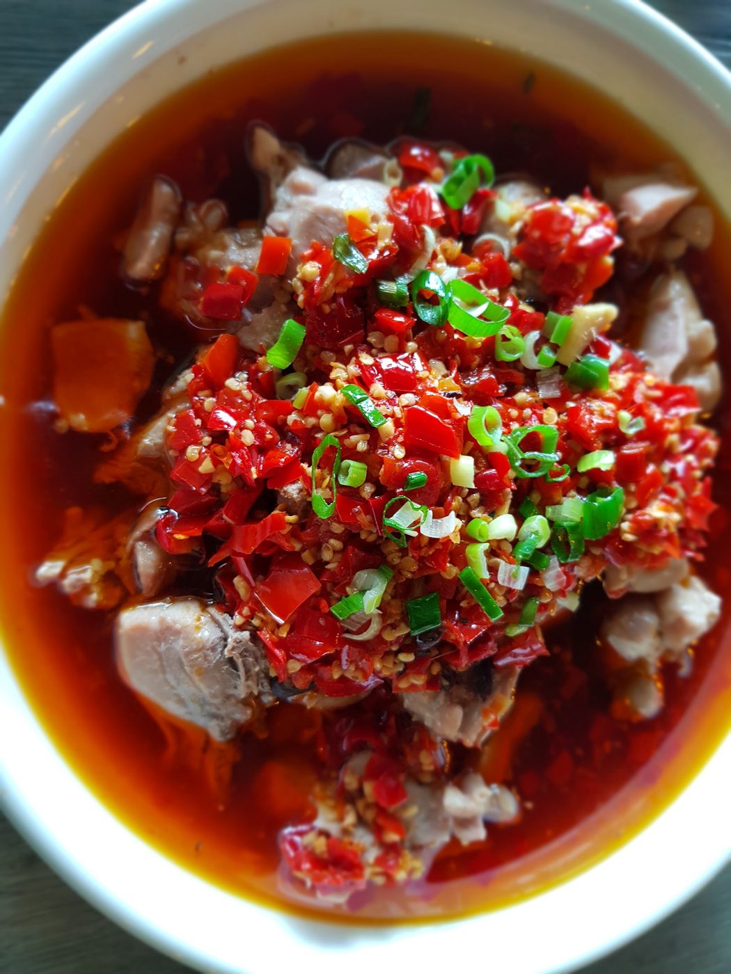 Red chilli dish served on the table